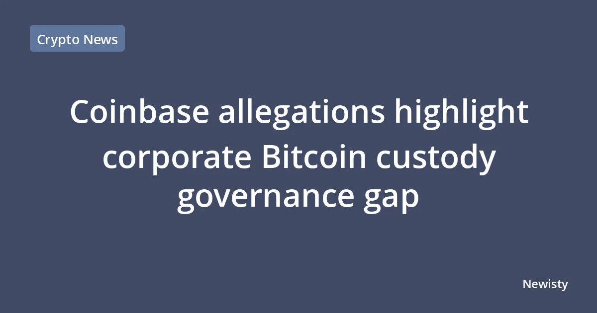 Coinbase allegations highlight corporate Bitcoin custody governance gap
