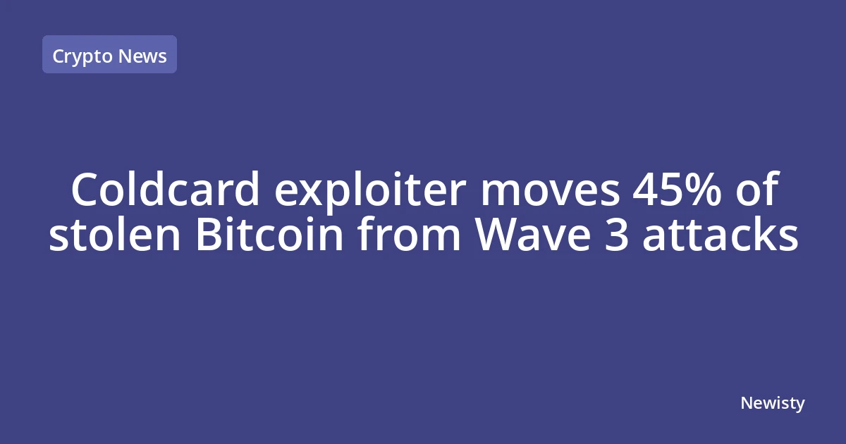 Coldcard exploiter moves 45% of stolen Bitcoin from Wave 3 attacks