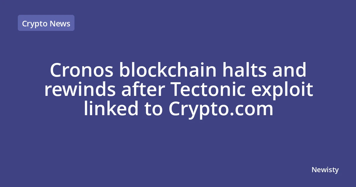 Cronos blockchain halts and rewinds after Tectonic exploit linked to Crypto.com