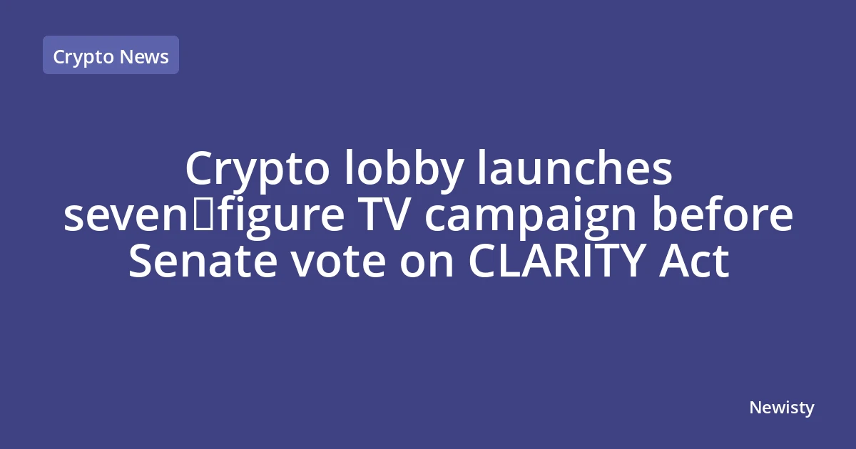 Crypto lobby launches seven‑figure TV campaign before Senate vote on CLARITY Act