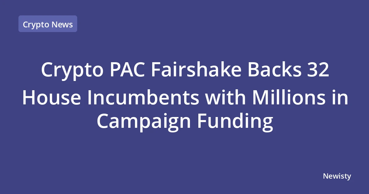 Crypto PAC Fairshake Backs 32 House Incumbents with Millions in Campaign Funding