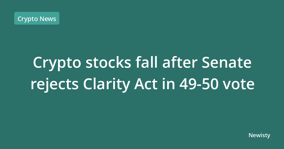 Crypto stocks fall after Senate rejects Clarity Act in 49-50 vote