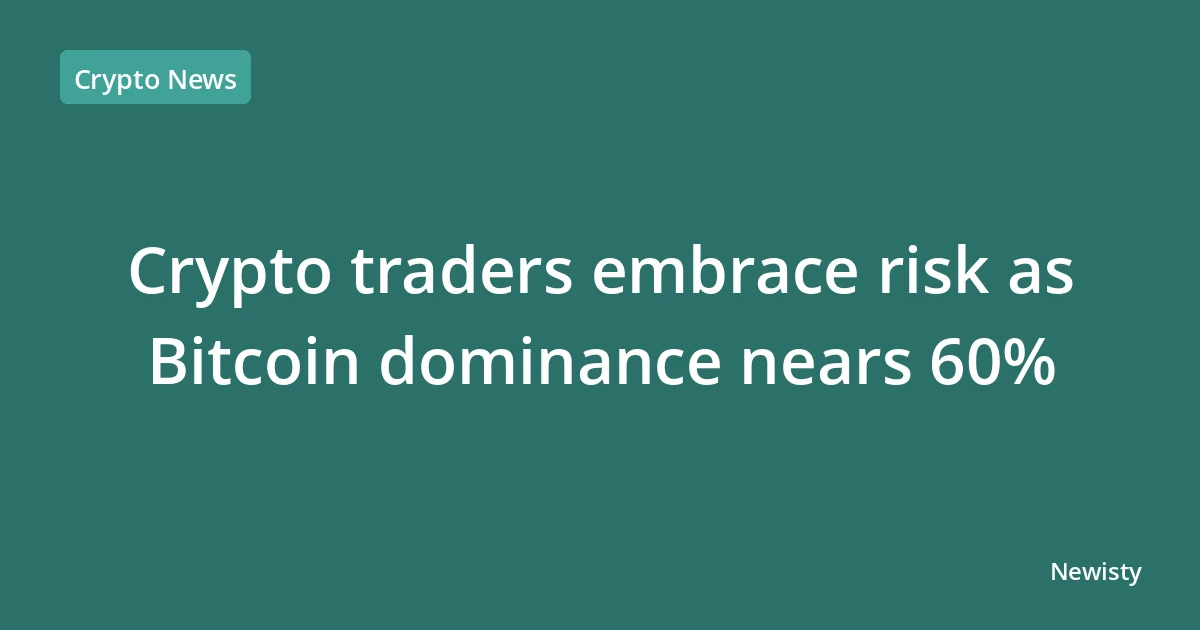 Crypto traders embrace risk as Bitcoin dominance nears 60%