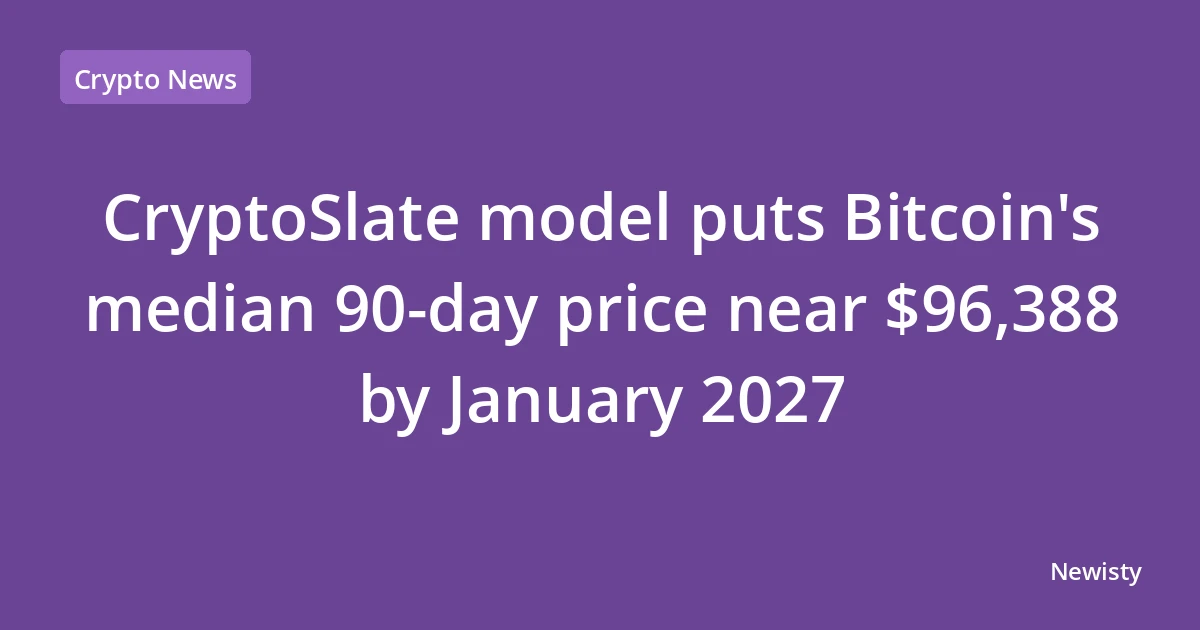 CryptoSlate model puts Bitcoin's median 90-day price near $96,388 by January 2027