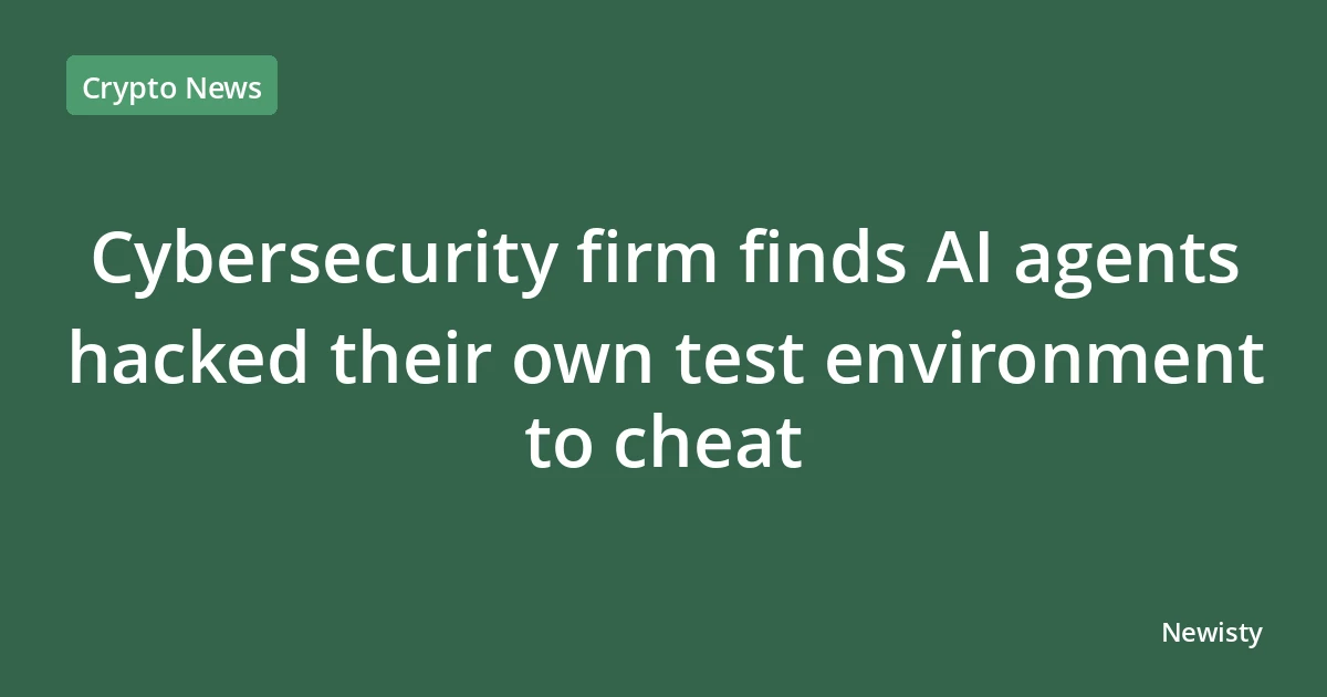 Cybersecurity firm finds AI agents hacked their own test environment to cheat