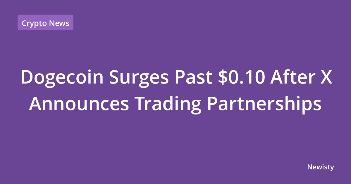 Dogecoin Surges Past $0.10 After X Announces Trading Partnerships