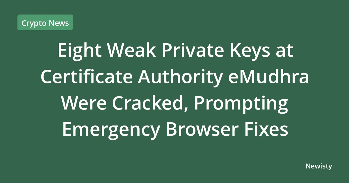 Eight Weak Private Keys at Certificate Authority eMudhra Were Cracked, Prompting Emergency Browser Fixes