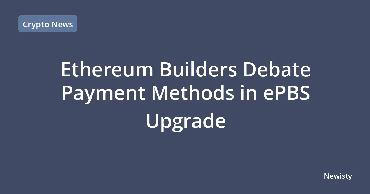 Ethereum Builders Debate Payment Methods in ePBS Upgrade