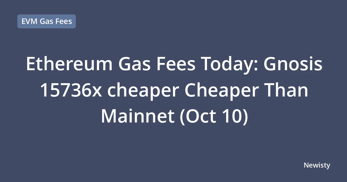 Ethereum Gas Fees Today: Gnosis  15736x cheaper Cheaper Than Mainnet (Oct 10)
