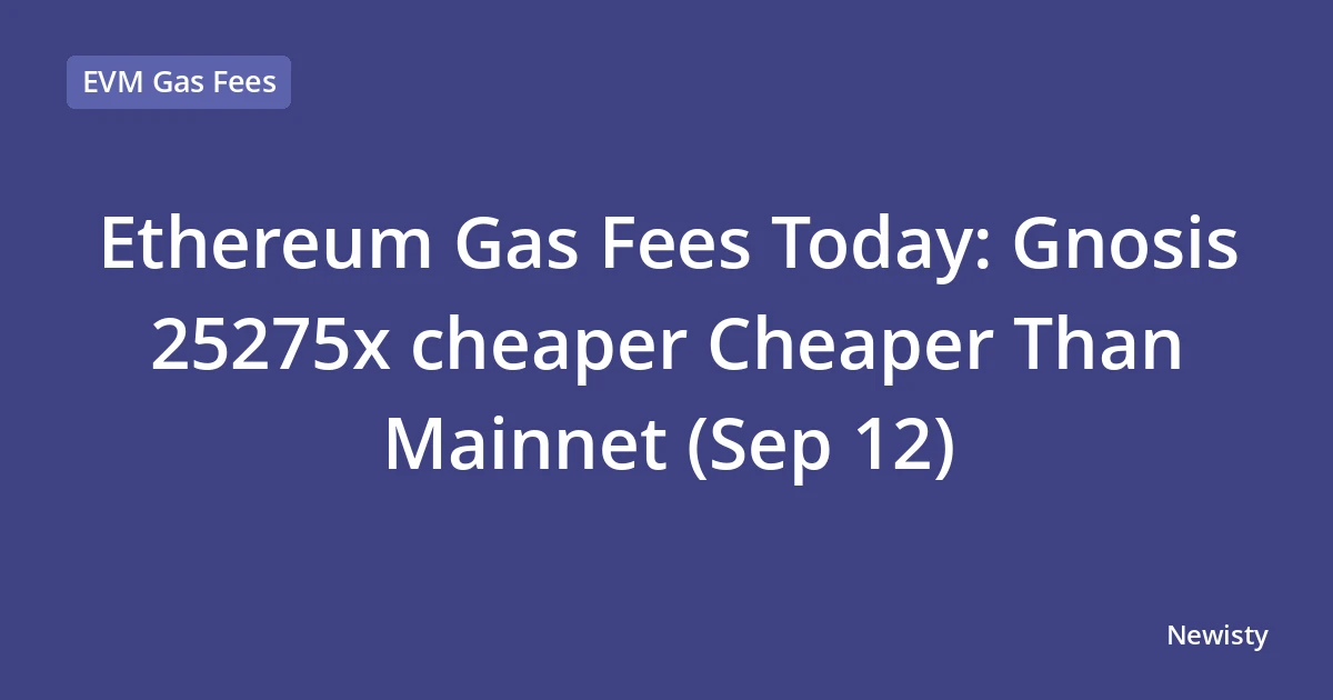 Ethereum Gas Fees Today: Gnosis  25275x cheaper Cheaper Than Mainnet (Sep 12)