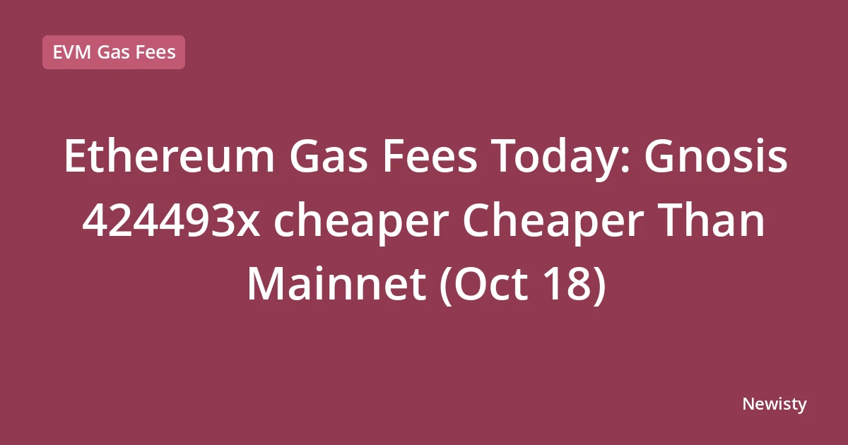 Ethereum Gas Fees Today: Gnosis 424493x cheaper Cheaper Than Mainnet (Oct 18)