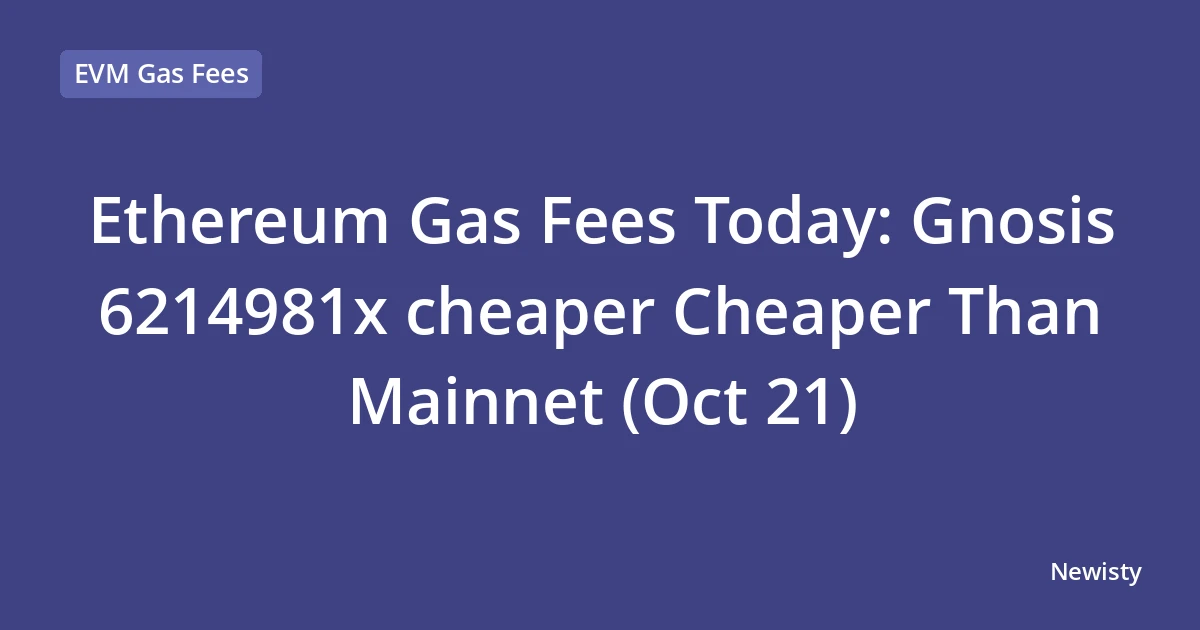 Ethereum Gas Fees Today: Gnosis  6214981x cheaper Cheaper Than Mainnet (Oct 21)