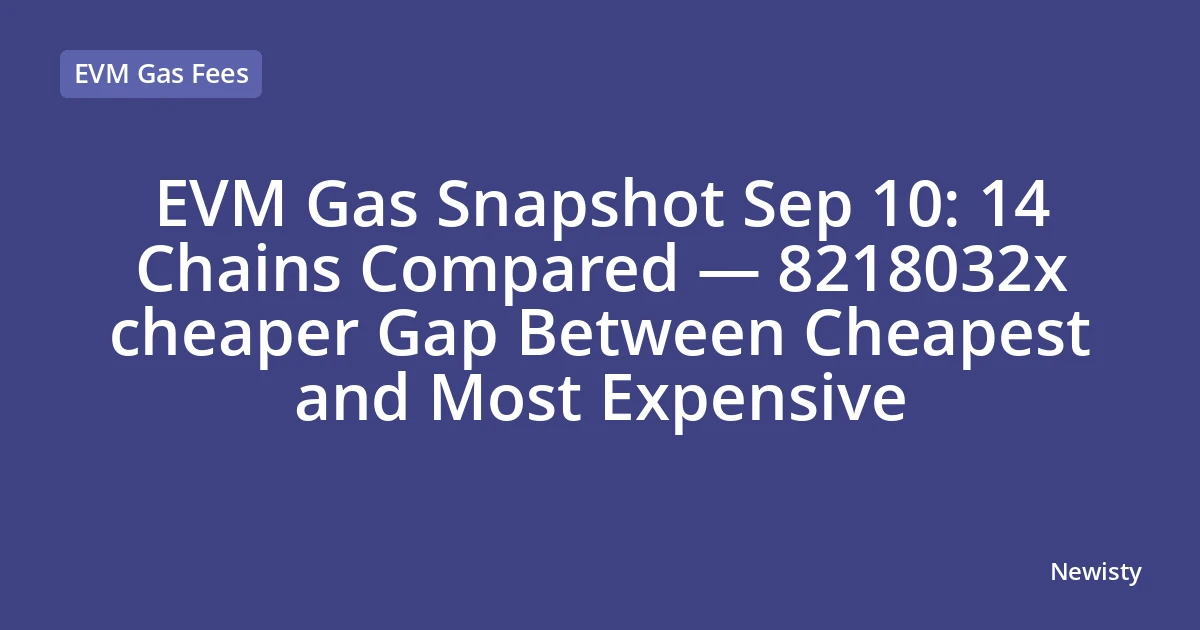 EVM Gas Snapshot Sep 10: 14 Chains Compared — 8218032x cheaper Gap Between Cheapest and Most Expensive