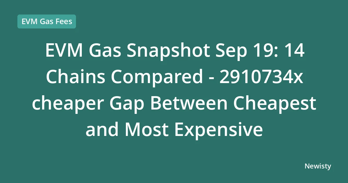 EVM Gas Snapshot Sep 19: 14 Chains Compared - 2910734x cheaper Gap Between Cheapest and Most Expensive