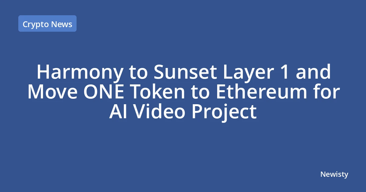 Harmony to Sunset Layer 1 and Move ONE Token to Ethereum for AI Video Project