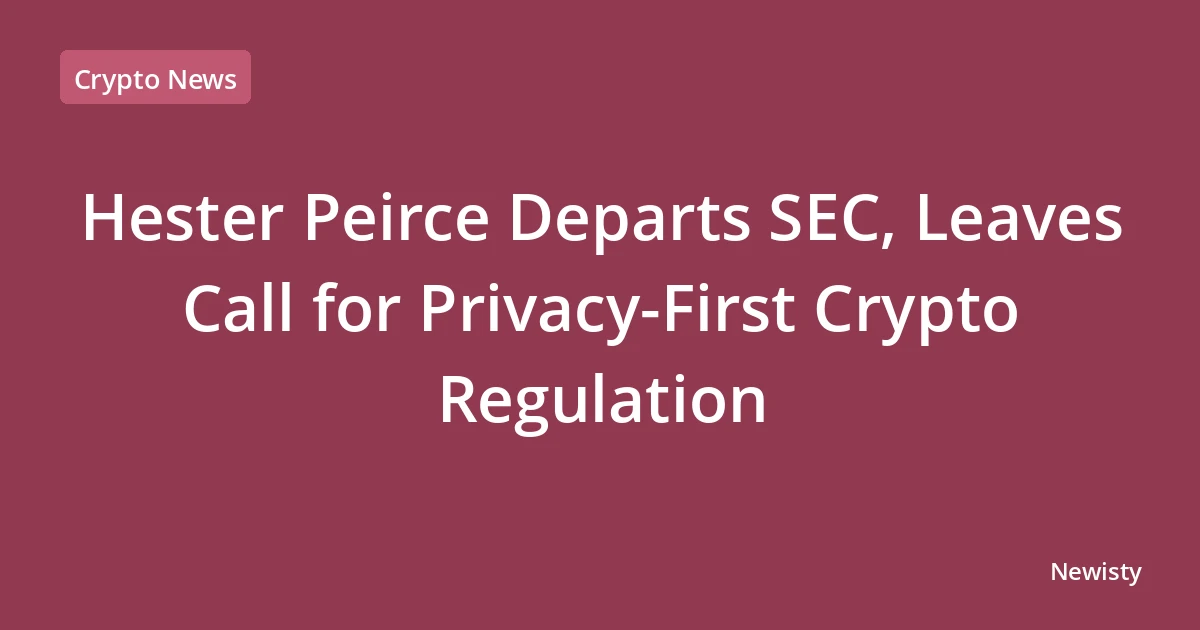Hester Peirce Departs SEC, Leaves Call for Privacy-First Crypto Regulation