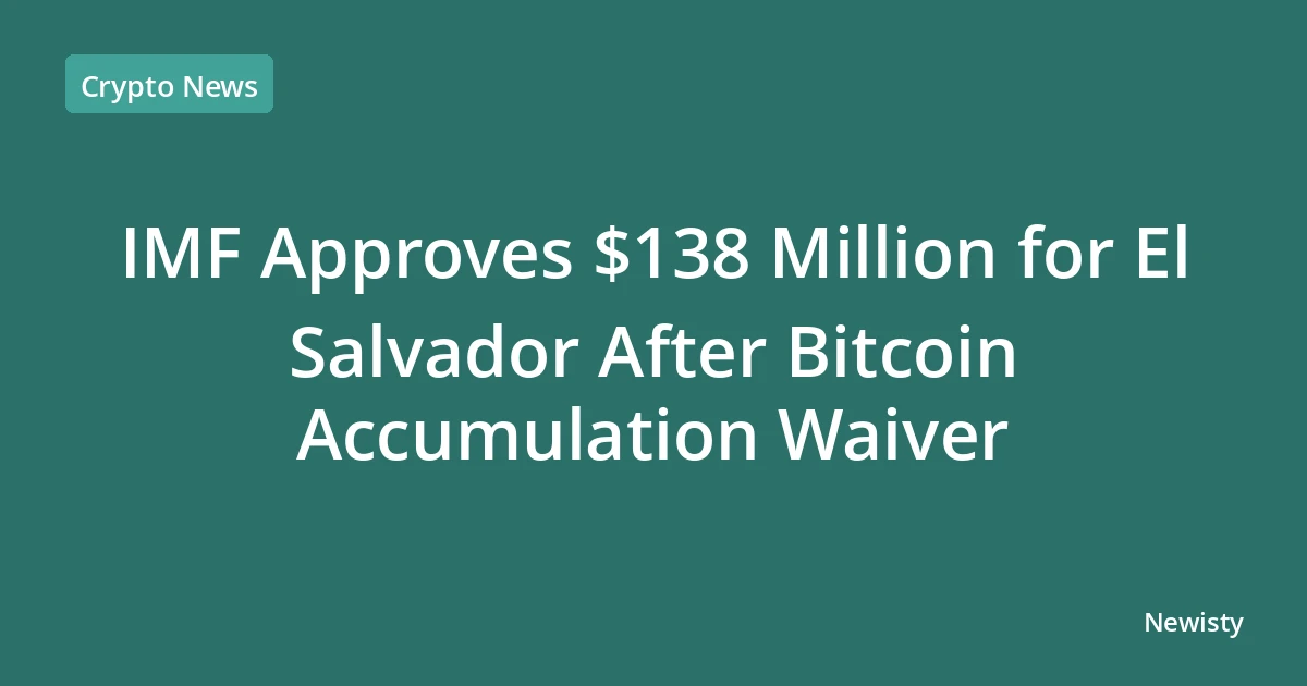 IMF Approves $138 Million for El Salvador After Bitcoin Accumulation Waiver