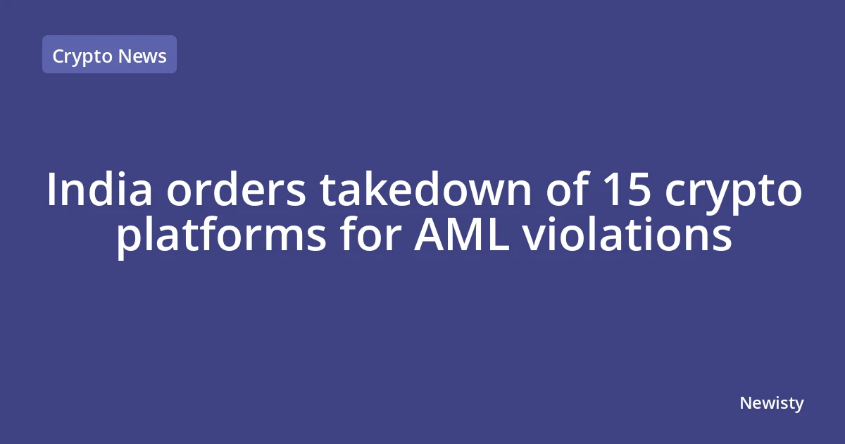 India orders takedown of 15 crypto platforms for AML violations