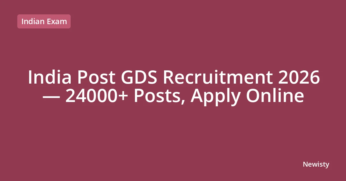 India Post GDS Recruitment 2026 — 24000+ Posts, Apply Online