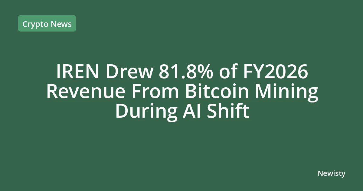 IREN Drew 81.8% of FY2026 Revenue From Bitcoin Mining During AI Shift