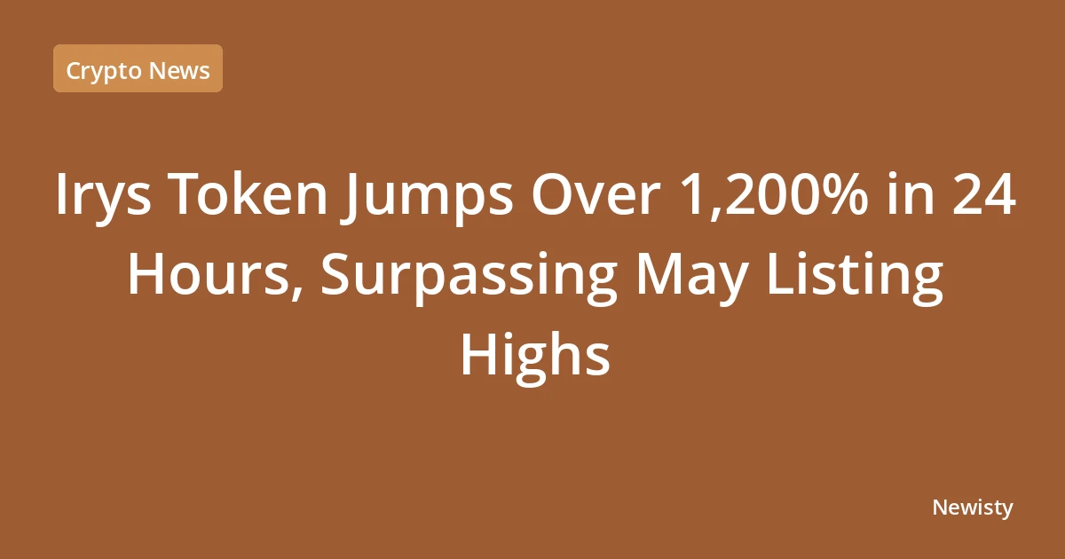 Irys Token Jumps Over 1,200% in 24 Hours, Surpassing May Listing Highs