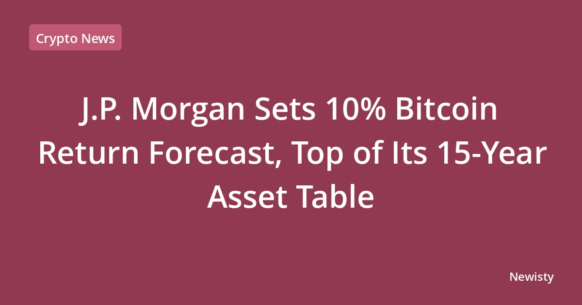 J.P. Morgan Sets 10% Bitcoin Return Forecast, Top of Its 15-Year Asset Table