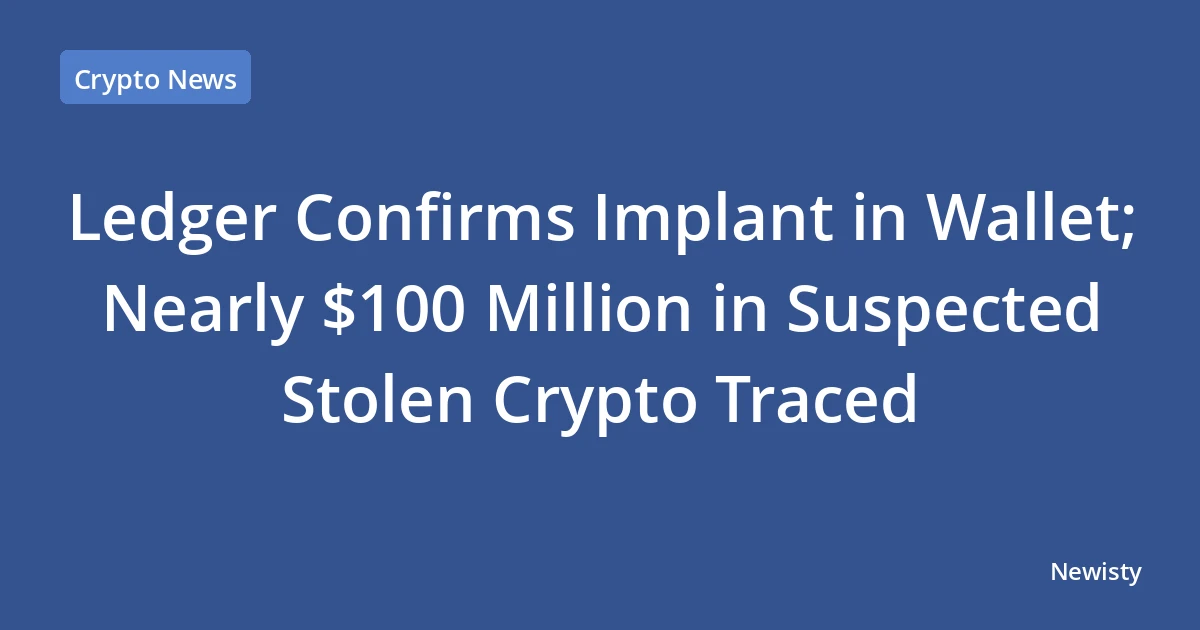 Ledger Confirms Implant in Wallet; Nearly $100 Million in Suspected Stolen Crypto Traced