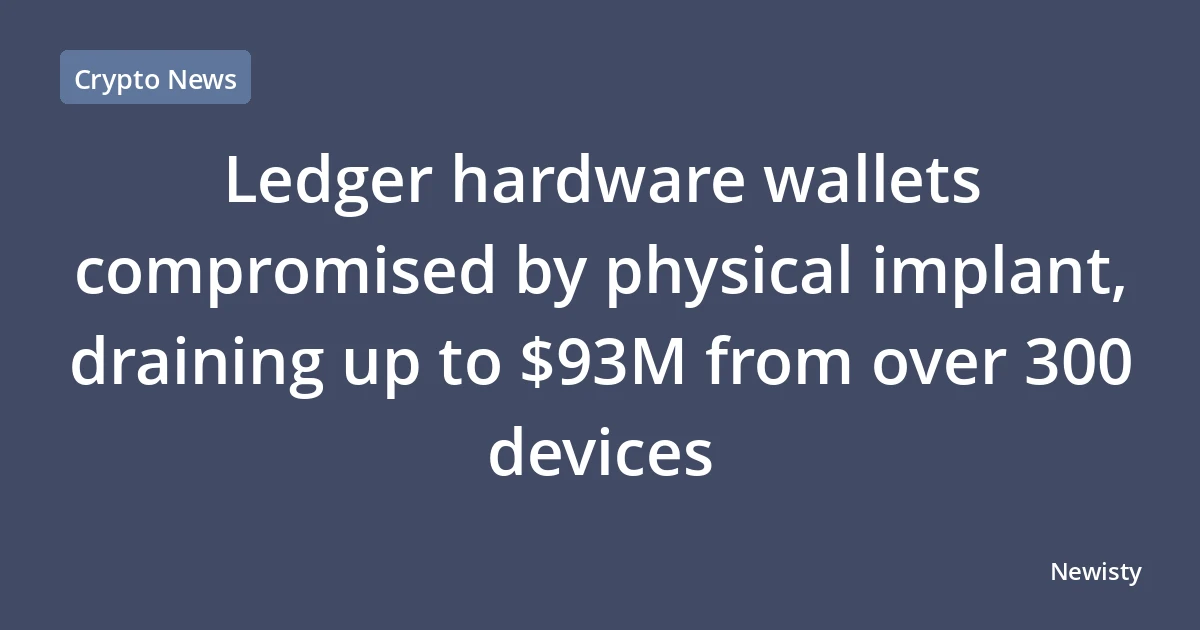 Ledger hardware wallets compromised by physical implant, draining up to $93M from over 300 devices