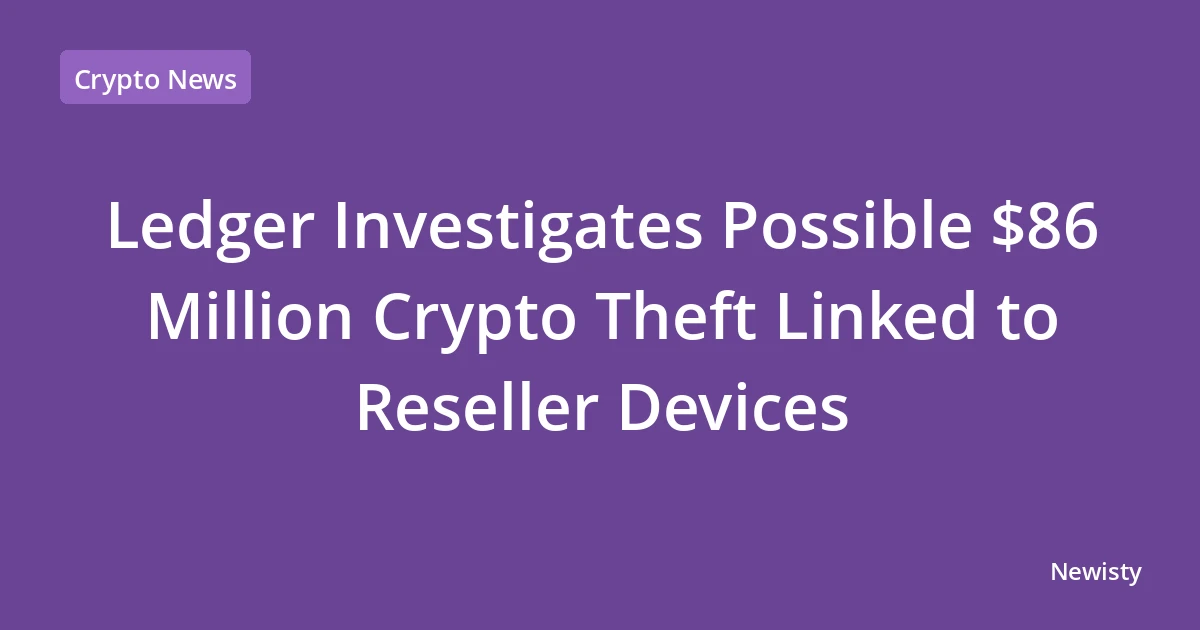Ledger Investigates Possible $86 Million Crypto Theft Linked to Reseller Devices