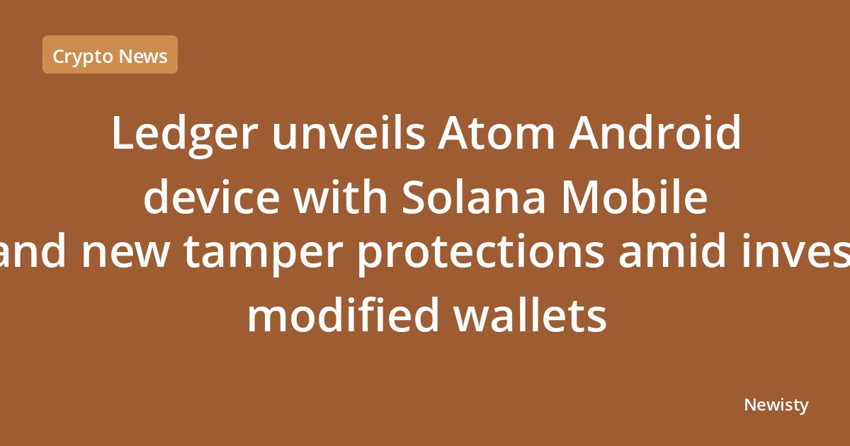 Ledger unveils Atom Android device with Solana Mobile integration and new tamper protections amid investigation into modified wallets