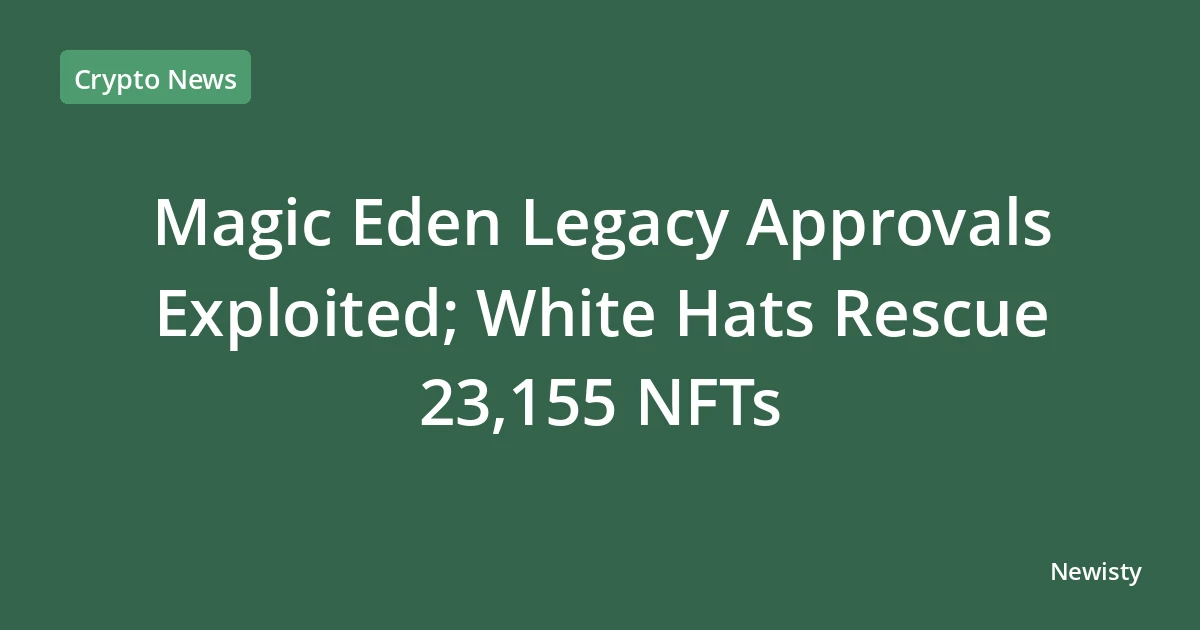 Magic Eden Legacy Approvals Exploited; White Hats Rescue 23,155 NFTs