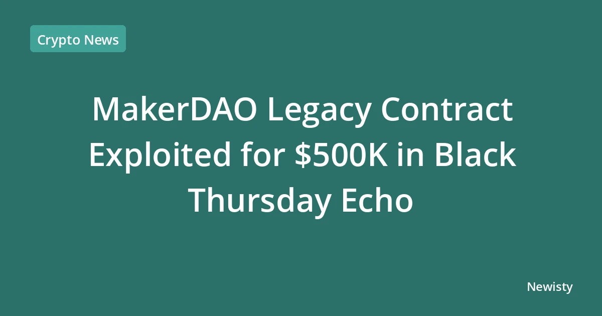 MakerDAO Legacy Contract Exploited for $500K in Black Thursday Echo