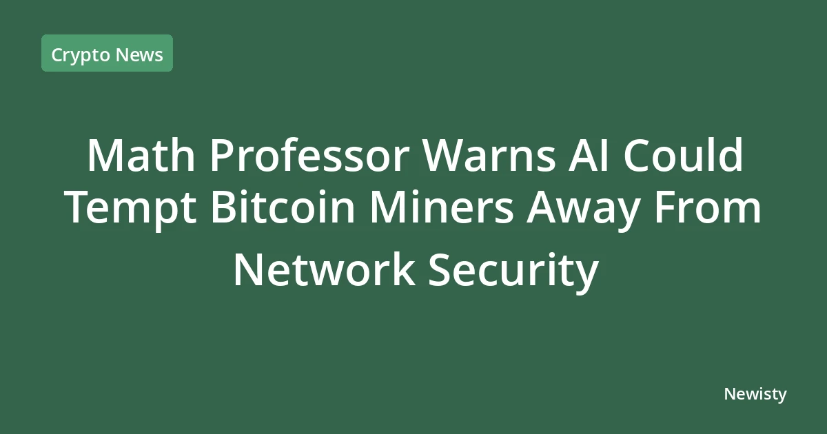 Math Professor Warns AI Could Tempt Bitcoin Miners Away From Network Security