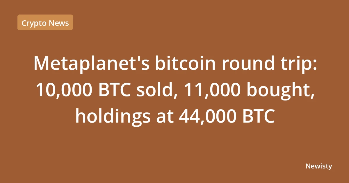 Metaplanet's bitcoin round trip: 10,000 BTC sold, 11,000 bought, holdings at 44,000 BTC