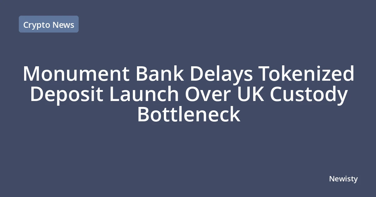 Monument Bank Delays Tokenized Deposit Launch Over UK Custody Bottleneck