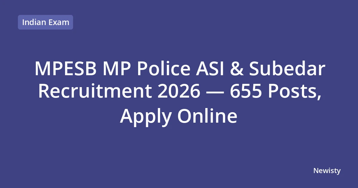 MPESB MP Police ASI & Subedar Recruitment 2026 — 655 Posts, Apply Online