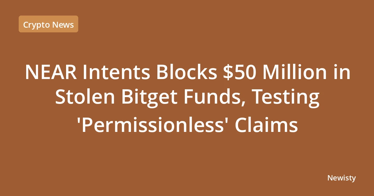 NEAR Intents Blocks $50 Million in Stolen Bitget Funds, Testing 'Permissionless' Claims