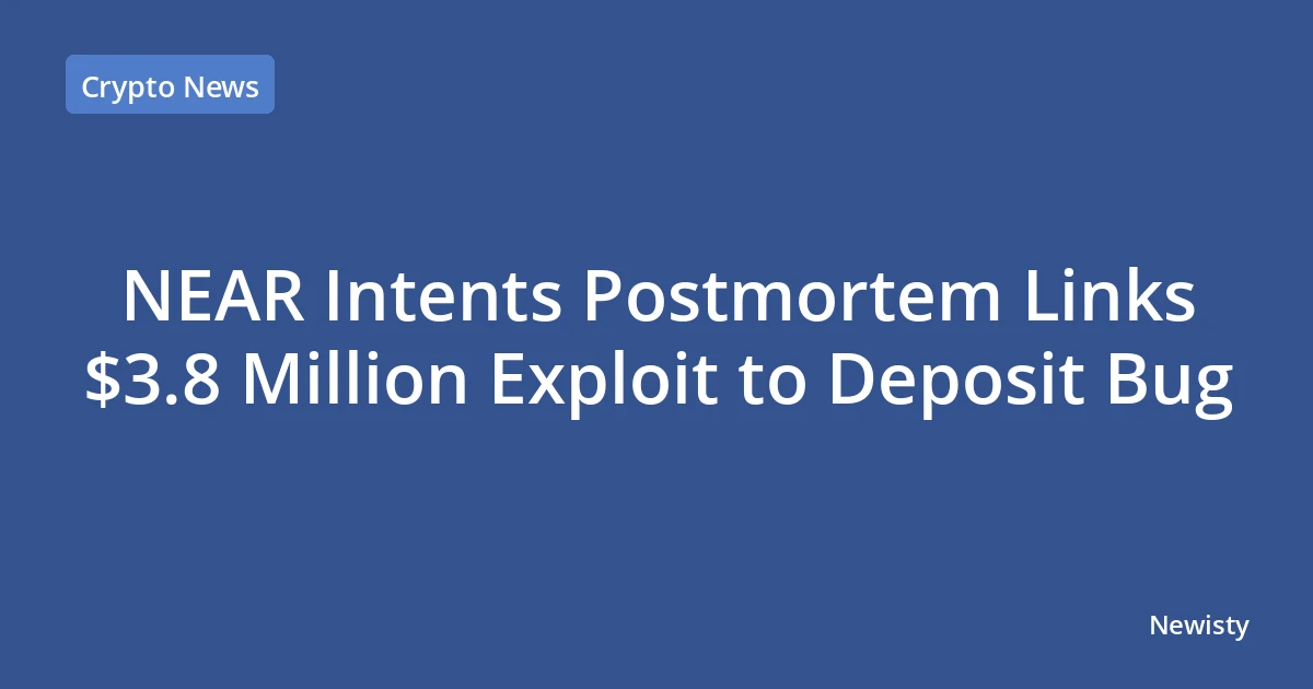 NEAR Intents Postmortem Links $3.8 Million Exploit to Deposit Bug