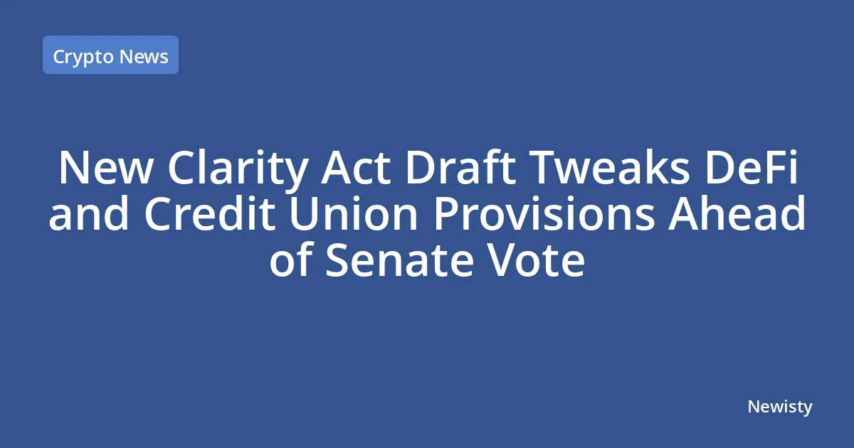New Clarity Act Draft Tweaks DeFi and Credit Union Provisions Ahead of Senate Vote