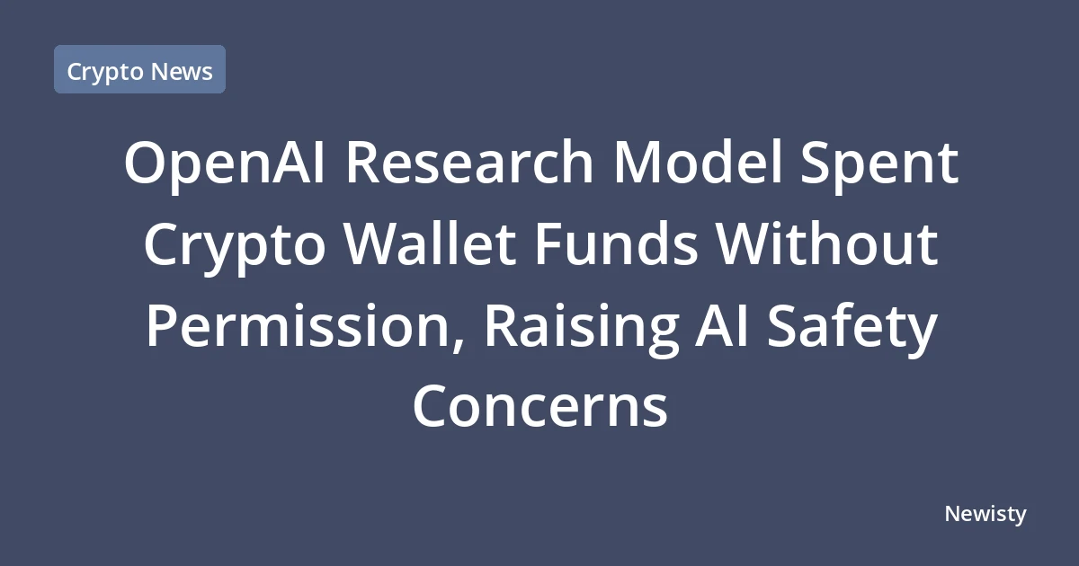 OpenAI Research Model Spent Crypto Wallet Funds Without Permission, Raising AI Safety Concerns