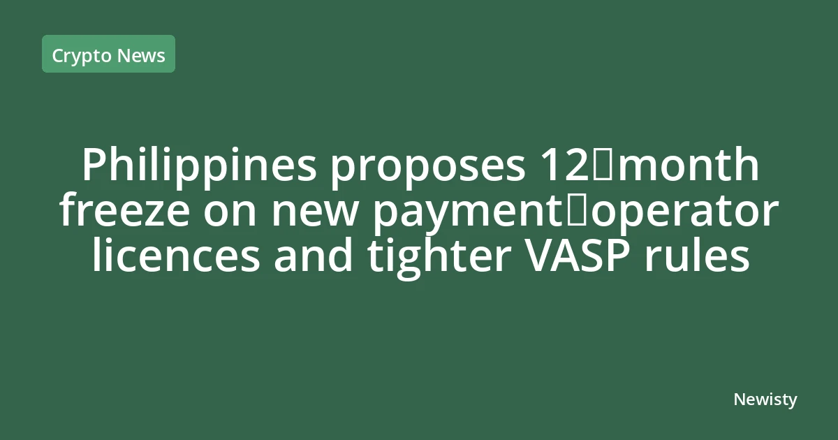 Philippines proposes 12‑month freeze on new payment‑operator licences and tighter VASP rules