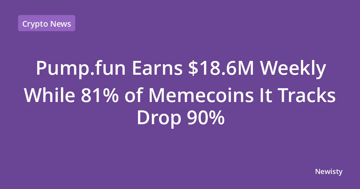 Pump.fun Earns $18.6M Weekly While 81% of Memecoins It Tracks Drop 90%