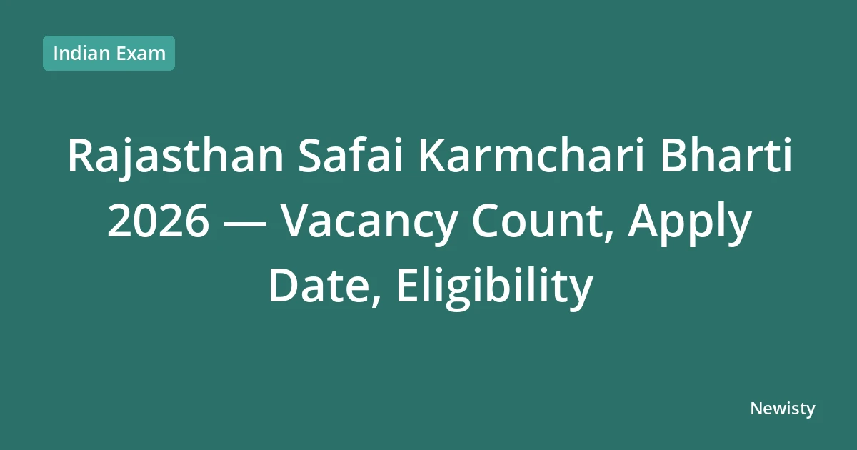 Rajasthan Safai Karmchari Bharti 2026 — Vacancy Count, Apply Date, Eligibility