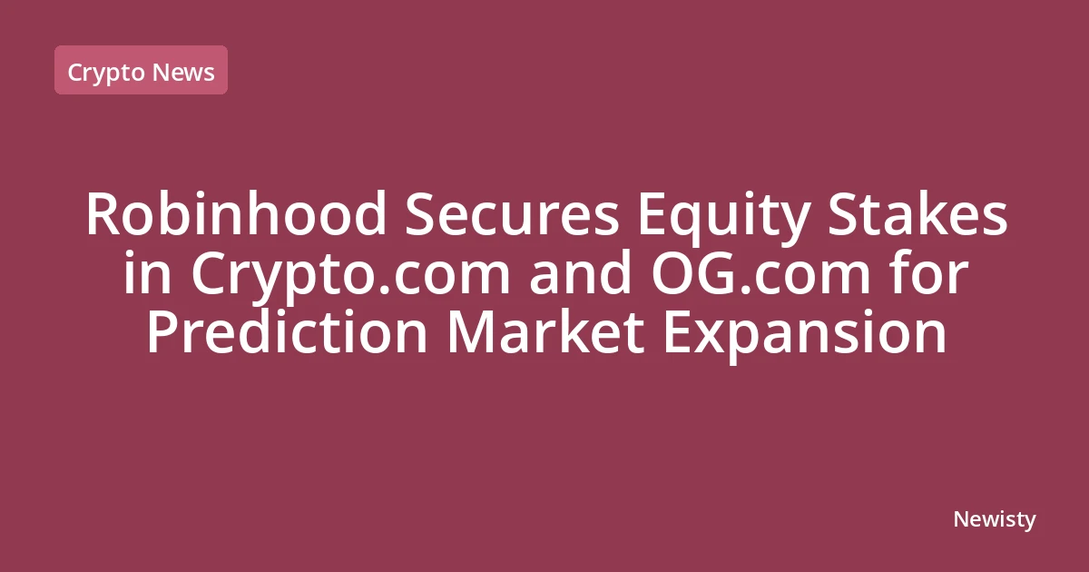 Robinhood Secures Equity Stakes in Crypto.com and OG.com for Prediction Market Expansion