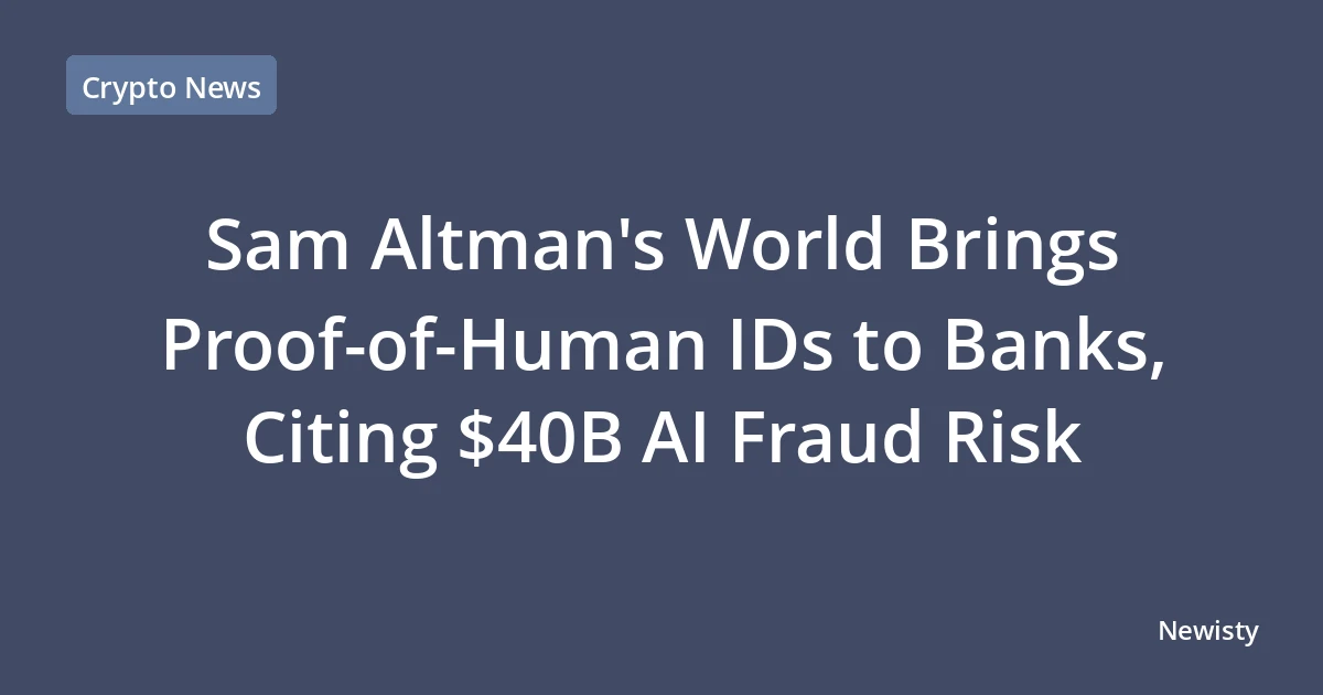 Sam Altman's World Brings Proof-of-Human IDs to Banks, Citing $40B AI Fraud Risk