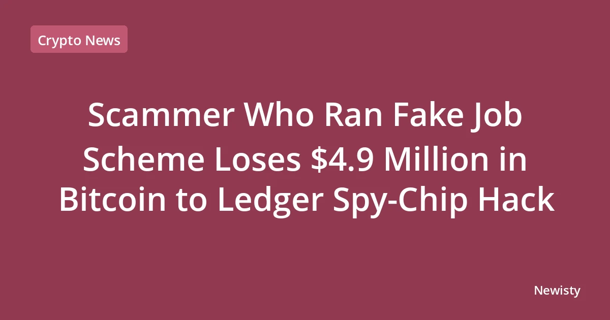 Scammer Who Ran Fake Job Scheme Loses $4.9 Million in Bitcoin to Ledger Spy-Chip Hack