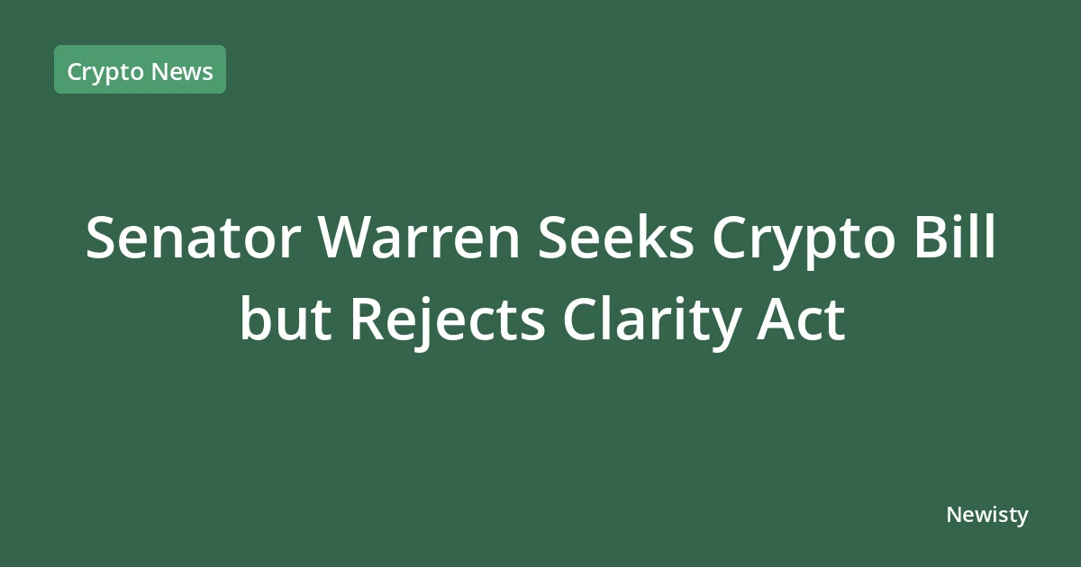 Senator Warren Seeks Crypto Bill but Rejects Clarity Act