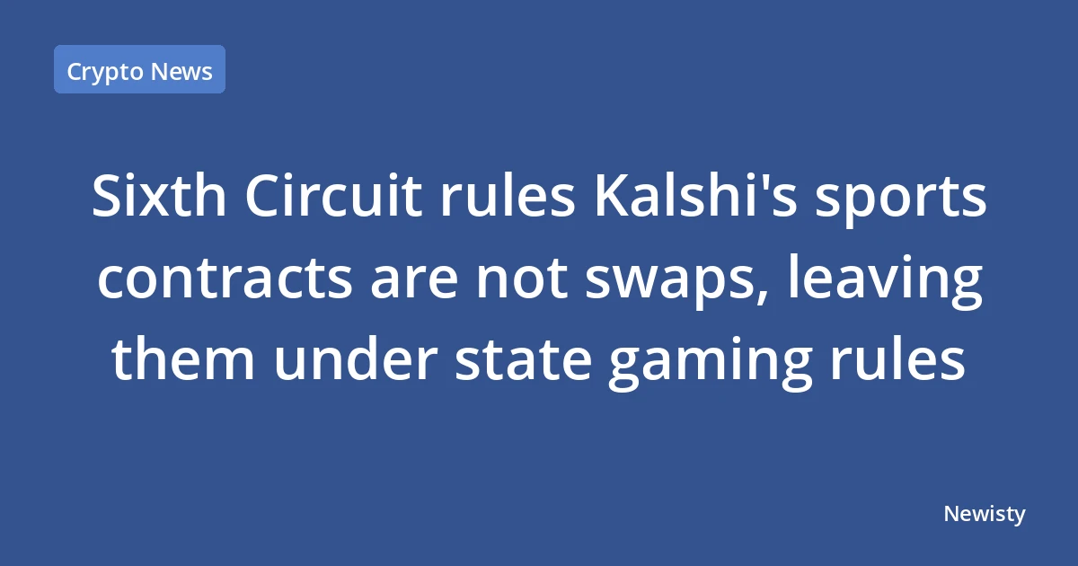 Sixth Circuit rules Kalshi's sports contracts are not swaps, leaving them under state gaming rules