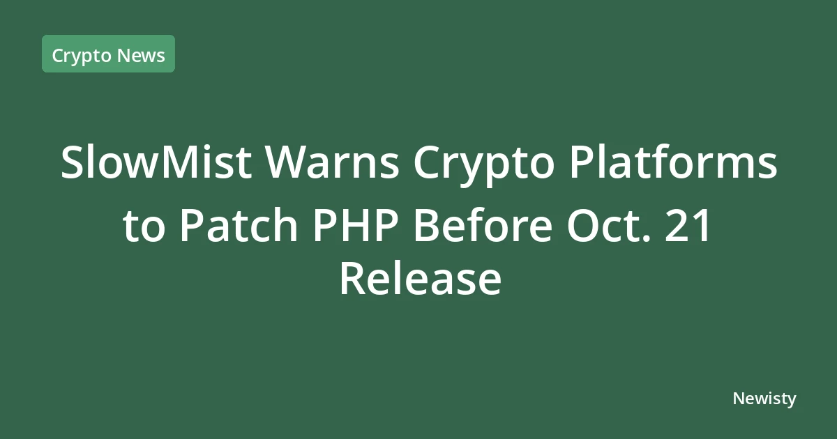 SlowMist Warns Crypto Platforms to Patch PHP Before Oct. 21 Release