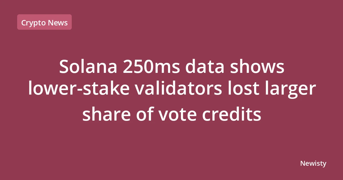 Solana 250ms data shows lower-stake validators lost larger share of vote credits